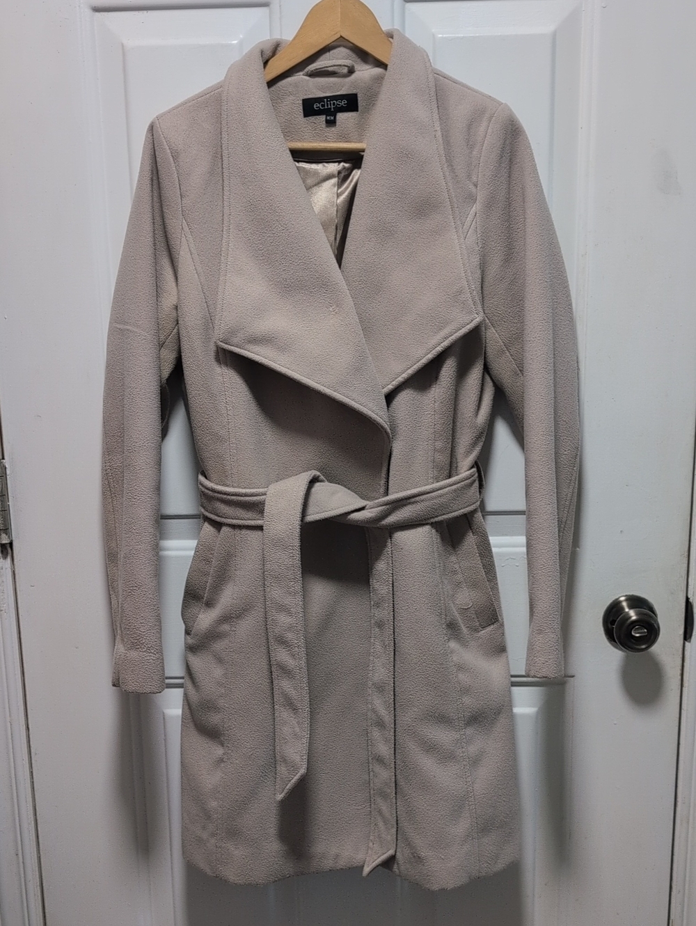 Eclipse Women's Light Taupe Wrap Trench Coat with Belt